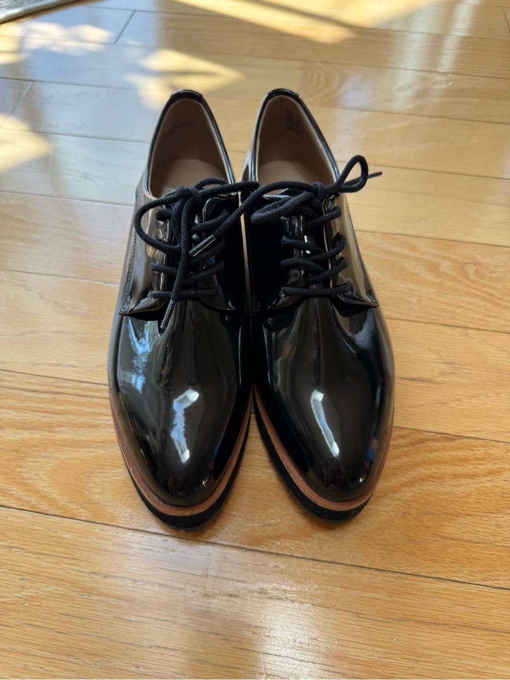 Brand New Aldo Black Patent Leather Lace-Up Loafers